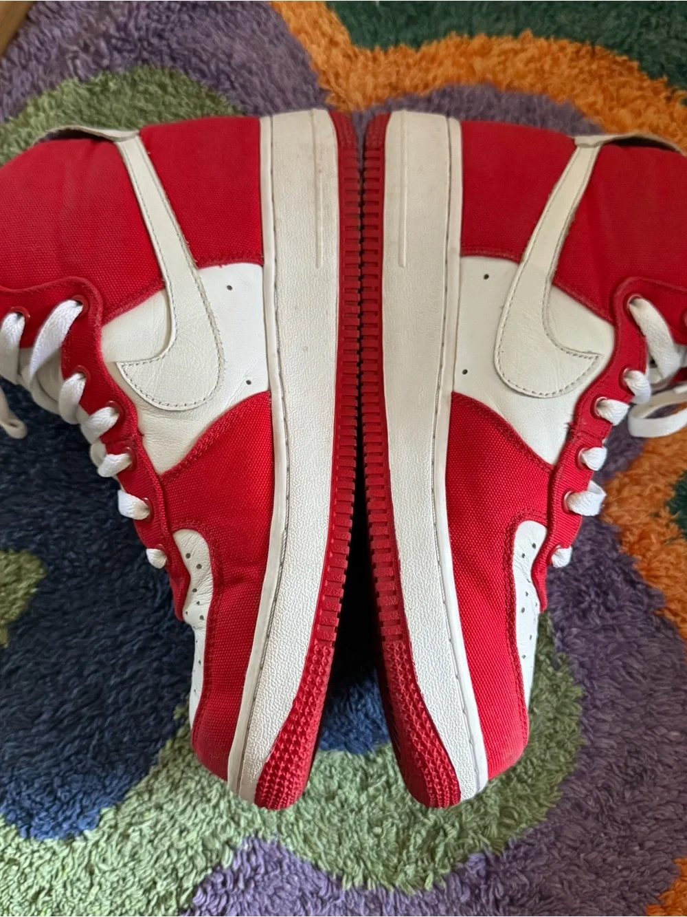 Women Nike Air Force 1 High Nike iD Custom Red White Streetwear Rare Size 8.5
